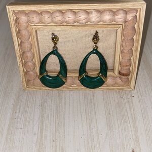 Vintage Green Teardrop Hoop Earrings - Women Jewelry